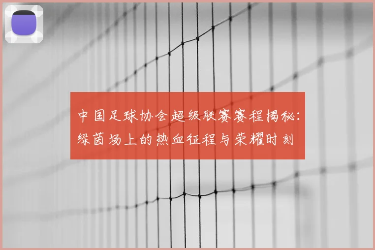 中国足球协会超级联赛赛程揭秘:绿茵场上的热血征程与荣耀时刻